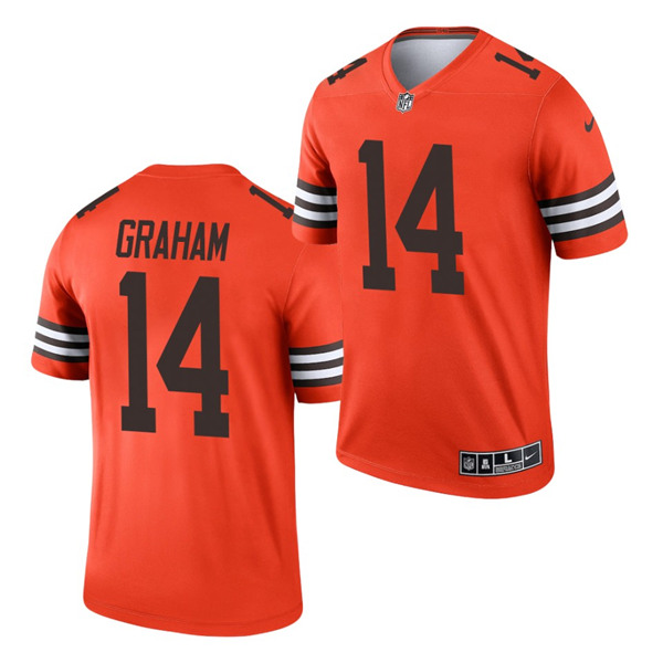 Men's Cleveland Browns #14 Otto Graham Orange Inverted Legend Stitched Football Jersey